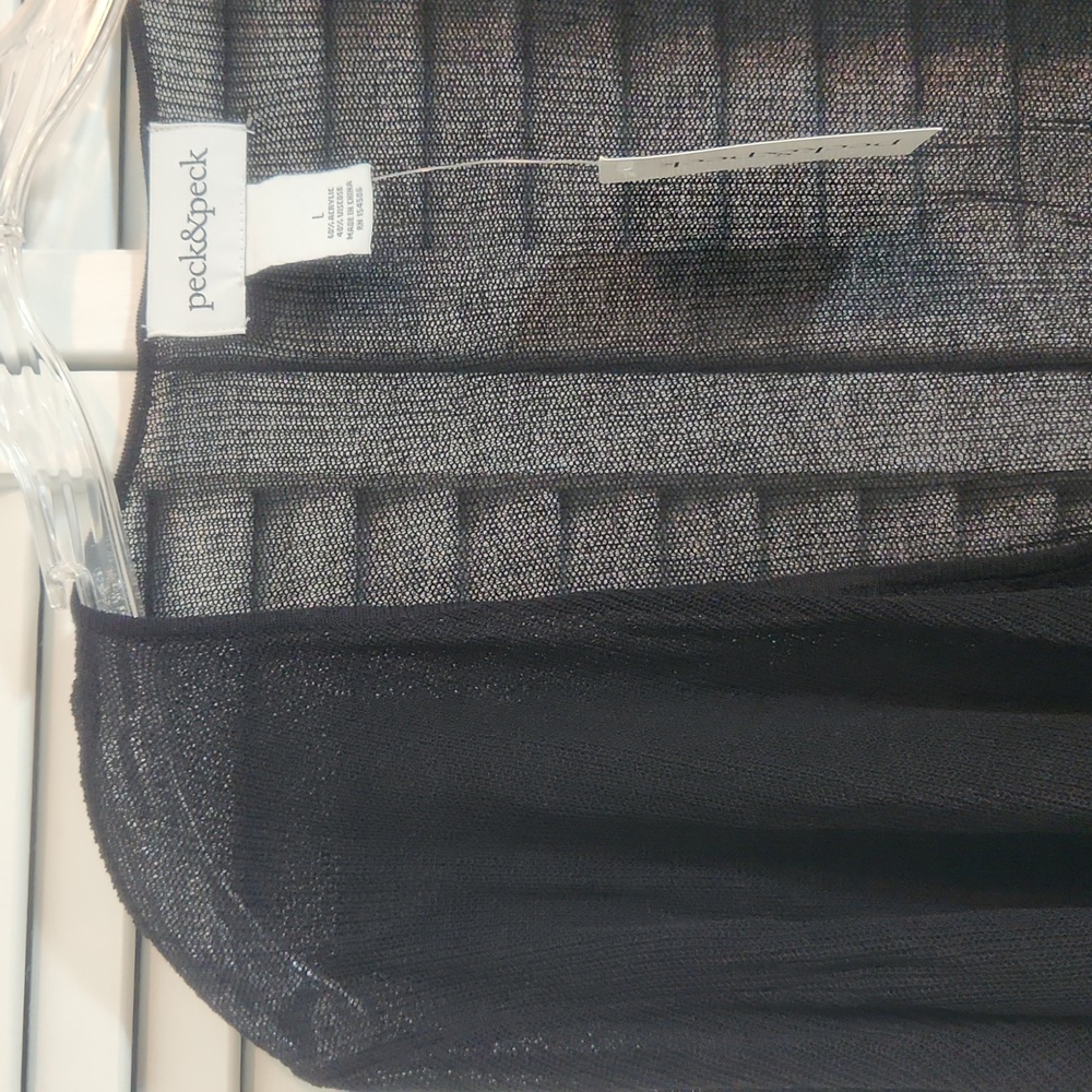 NWT Peck & Peck Black Sheer Cover Shirt/Jacket - Picture 2 of 7